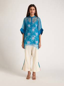 Priya Chaudhary - Women Blue Top with Pant and Slip