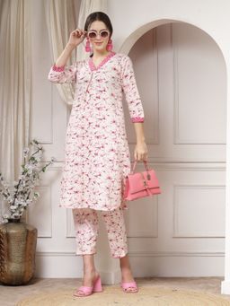 Indibelle - Cotton Pink Abstract Print Co-Ord (Set of 2)