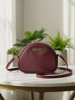 VISMIINTREND - Solid Wine Crossbody Sling Bag