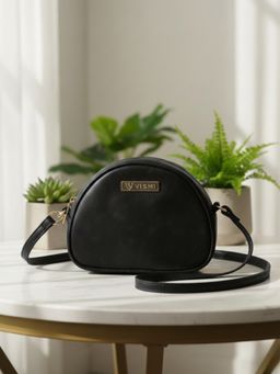 VISMIINTREND - Solid Black Crossbody Sling Bag