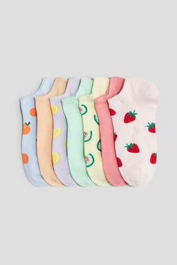 H&M - Girls Orange 7-Pack Trainer Socks