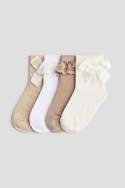 H&M - Girls White 4-Pack Socks