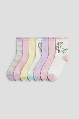 H&M - Girls Pink 7-Pack Socks