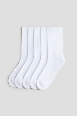 H&M - Boys And Girls White 5-Pack Ribbed Terry Socks