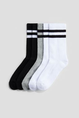 H&M - Boys And Girls White 5-Pack Ribbed Terry Socks