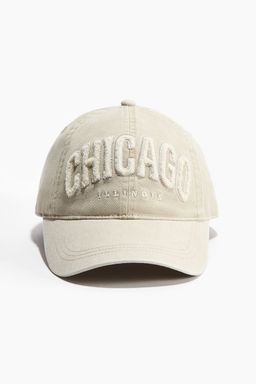 H&M - Women Beige Embroidered-Motif Twill Cap