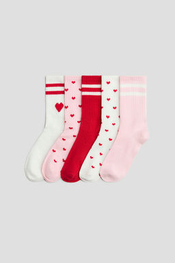 H&M - Girls Red 5-Pack Socks