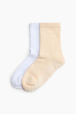 H&M - Women White 2-Pack Anti-Slip Yoga Socks