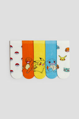 H&M - Boys White 5-Pack Patterned Socks