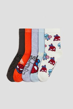 H&M - Boys Grey 5-Pack Patterned Socks