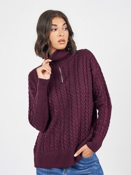 Styli - Purple Solid Sweater
