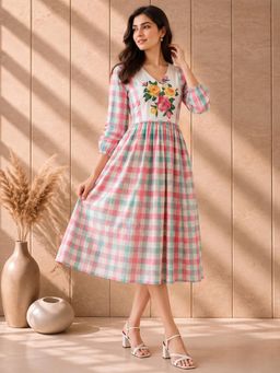 AADVIKA - Multicolor Bohemian Floral Midi Dress