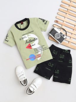 FOURFOLDS - Boys Mehendi T-shirt and Shorts (Set of 2)