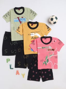 FOURFOLDS - Boys Multi Color T-Shirts and Shorts (Pack of 3)