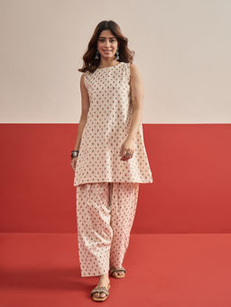 InWeave - Women's Printed Cream Co-Ord Set