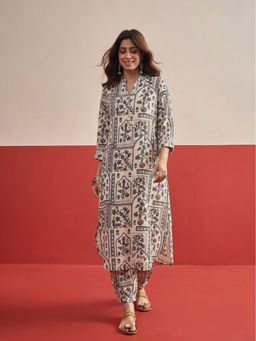 InWeave - Women Viscose Rayon Printed Cream Co-Ord Set