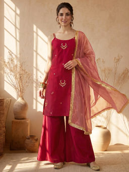 AVANSHEE - Women Silk Blend Pink Kurta And Pant With Dupatta