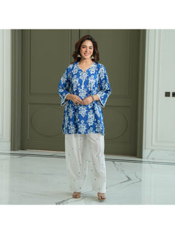 Urbanstree - Women's Cotton Floral Blue Co-Ord Set