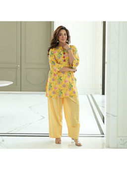 Urbanstree - Women's Cotton Printed Yellow Co-Ord Set