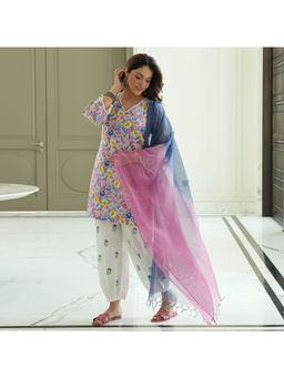 Urbanstree - Women's Cotton Floral Multi-Color Kurta And Salwar With Dupatta