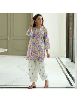Urbanstree - Women's Cotton Floral Multi-Color Kurta And Salwar