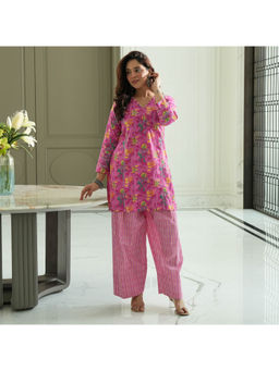 Urbanstree - Women Cotton Floral Pink Co-Ord Set