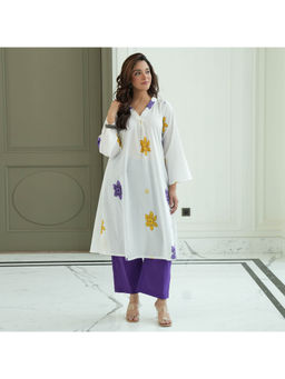 Urbanstree - Women Cotton Floral White Co-Ord Set