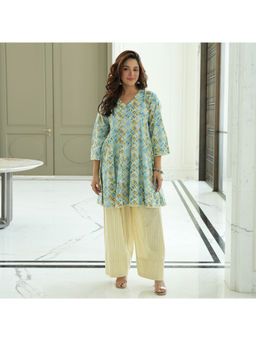 Urbanstree - Women's Cotton Printed Yellow Co-Ord Set
