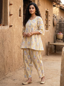 Mabish By Sonal Jain - Women's Cotton Floral Multi-Color Co-Ord Set