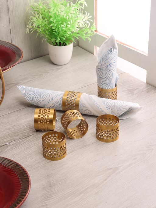 Amaya Decors Gold Etching Napkin Ring Set of 6