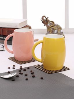 JCPL - Fine Ceramic Solid Plain Milk, Coffee Mugs Set of 2 (Multi Color)