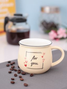 JCPL - Fine Ceramic Quoted Milk, Coffee Mugs Set of 2 (Cream)