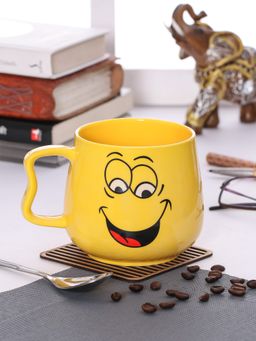 JCPL - Fine Ceramic Abstract Milk, Coffee Mugs Set of 2 (Yellow)
