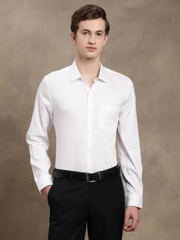 Turtle - Men Pure Cotton Slim Fit Solid White Formal Shirt