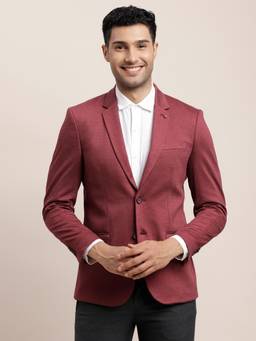 Turtle - Men Knitted Checkered Brown Blazer
