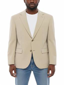 Corneliani - Beige Solid Notched Lapel Blazer