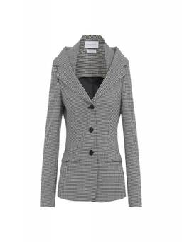 Alexander McQueen - Black Gingham Notched Lapel Blazer
