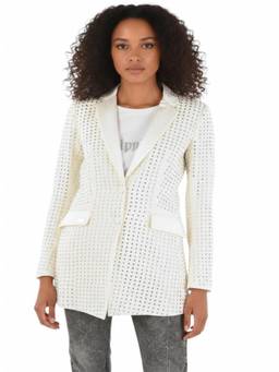 Philipp Plein - White Embellished Notched Lapel Blazer