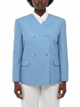 Loulou Studio - Sky Blue Solid V Neck Blazer