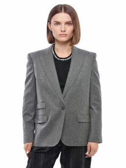 Stella McCartney - Grey Solid Peaked Lapel Blazer