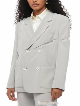 Undercover - Grey Solid Notched Lapel Blazer
