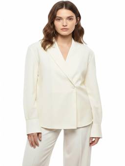 Rohe - White Solid V Neck Blazer