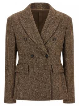 Brunello Cucinelli - Brown Textured Peaked Lapel Blazer