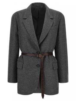 Brunello Cucinelli - Grey Solid Notched Lapel Blazer