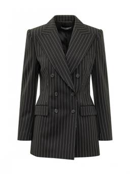 Dolce&Gabbana - Grey Stripes Peaked Lapel Blazer