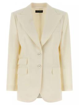 Dolce&Gabbana - White Solid Peaked Lapel Blazer