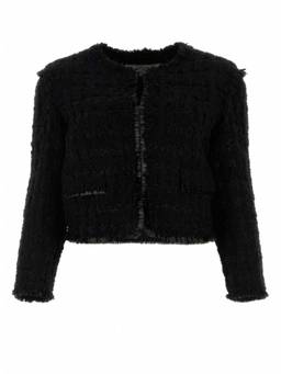 TORY BURCH - Black Tweed Wintercoat