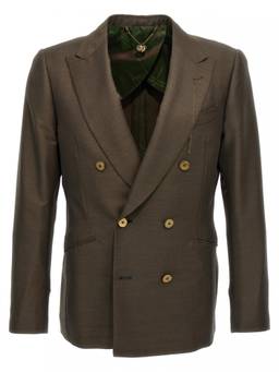 Maurizio Miri - Green Solid Peaked Lapel Blazer