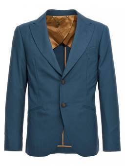 Maurizio Miri - Blue Solid Notched Lapel Blazer