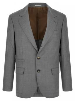 Brunello Cucinelli - Grey Notched Lapel Blazer